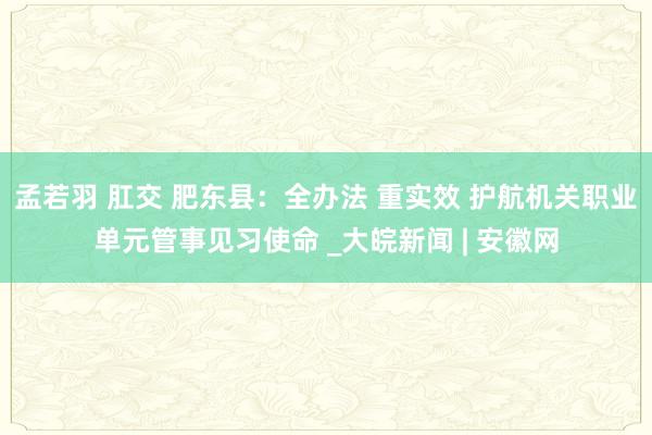 孟若羽 肛交 肥东县：全办法 重实效 护航机关职业单元管事见习使命 _大皖新闻 | 安徽网