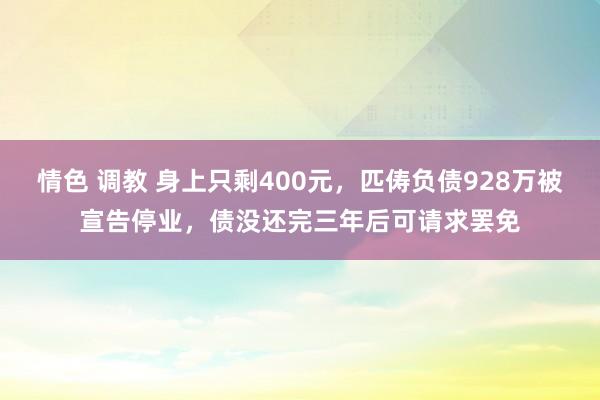 情色 调教 身上只剩400元，匹俦负债928万被宣告停业，债没还完三年后可请求罢免