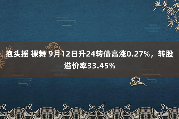 抱头摇 裸舞 9月12日升24转债高涨0.27%，转股溢价率33.45%