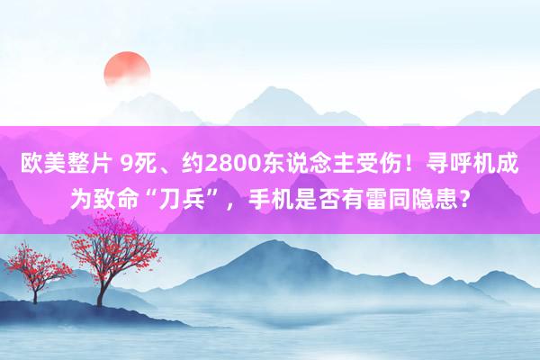 欧美整片 9死、约2800东说念主受伤！寻呼机成为致命“刀兵”，手机是否有雷同隐患？