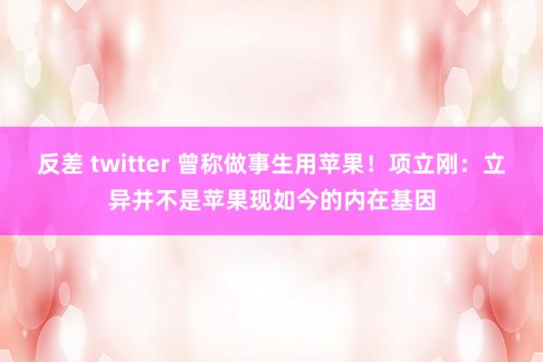 反差 twitter 曾称做事生用苹果！项立刚：立异并不是苹果现如今的内在基因