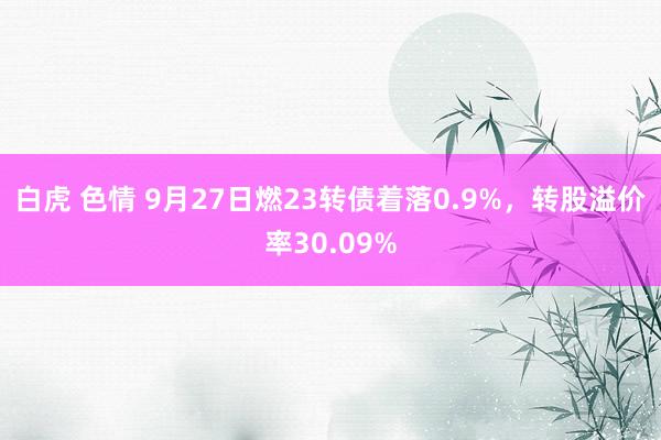 白虎 色情 9月27日燃23转债着落0.9%，转股溢价率30.09%