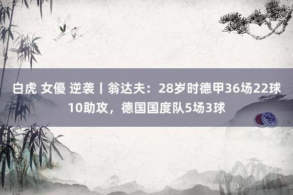 白虎 女優 逆袭丨翁达夫：28岁时德甲36场22球10助攻，德国国度队5场3球