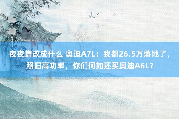 夜夜撸改成什么 奥迪A7L：我都26.5万落地了，照旧高功率，你们何如还买奥迪A6L？