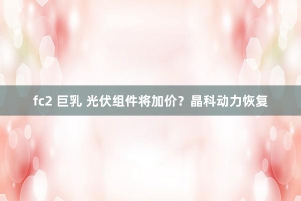 fc2 巨乳 光伏组件将加价？晶科动力恢复