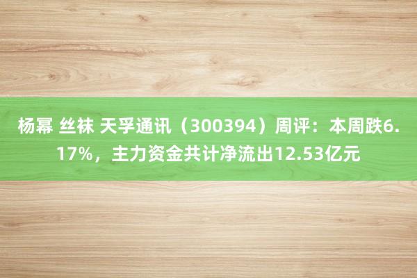 杨幂 丝袜 天孚通讯（300394）周评：本周跌6.17%，主力资金共计净流出12.53亿元