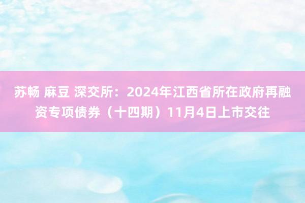 苏畅 麻豆 深交所：2024年江西省所在政府再融资专项债券（十四期）11月4日上市交往