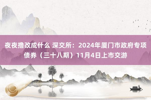 夜夜撸改成什么 深交所：2024年厦门市政府专项债券（三十八期）11月4日上市交游