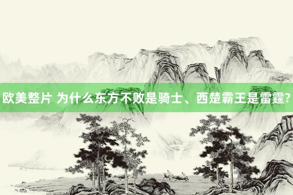 欧美整片 为什么东方不败是骑士、西楚霸王是雷霆?