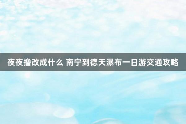 夜夜撸改成什么 南宁到德天瀑布一日游交通攻略