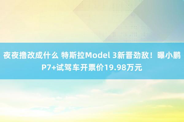 夜夜撸改成什么 特斯拉Model 3新晋劲敌！曝小鹏P7+试驾车开票价19.98万元