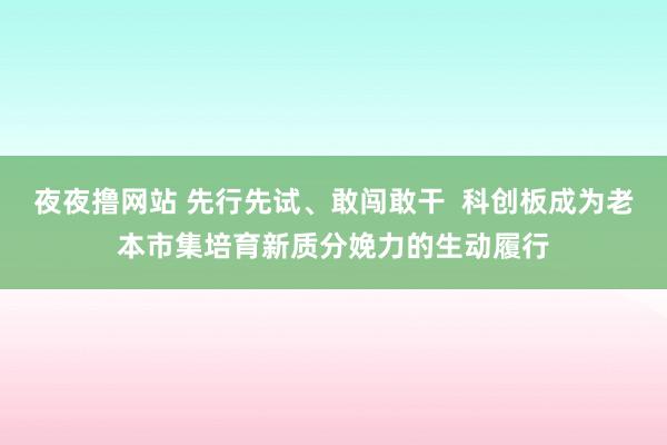 夜夜撸网站 先行先试、敢闯敢干  科创板成为老本市集培育新质分娩力的生动履行