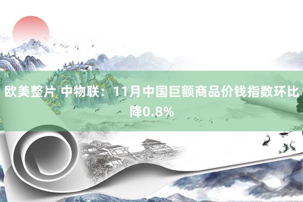 欧美整片 中物联：11月中国巨额商品价钱指数环比降0.8%