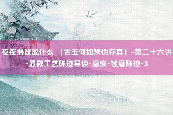 夜夜撸改成什么 【古玉何如辨伪存真】-第二十六讲-显微工艺陈迹导读-磨痕-锉磨陈迹-3