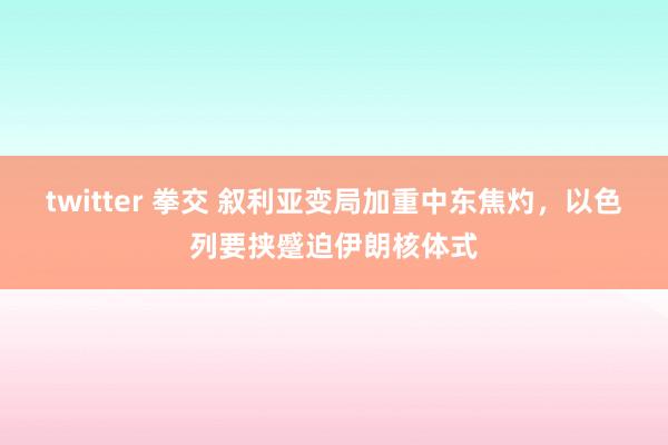 twitter 拳交 叙利亚变局加重中东焦灼，以色列要挟蹙迫伊朗核体式