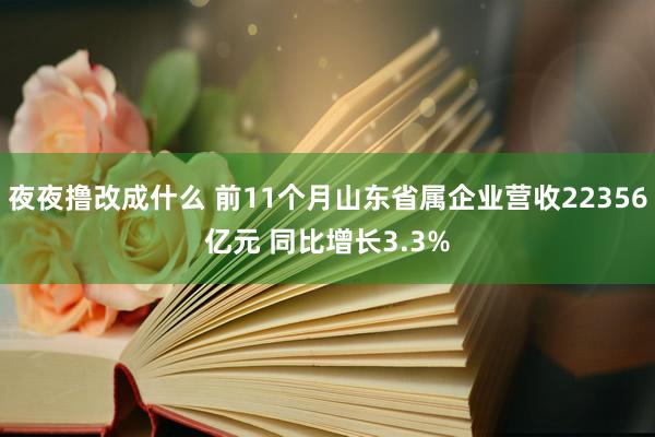 夜夜撸改成什么 前11个月山东省属企业营收22356亿元 同比增长3.3%