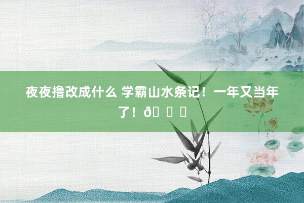 夜夜撸改成什么 学霸山水条记！一年又当年了！🎉