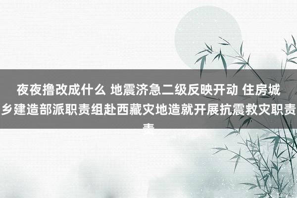 夜夜撸改成什么 地震济急二级反映开动 住房城乡建造部派职责组赴西藏灾地造就开展抗震救灾职责