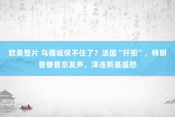 欧美整片 乌疆城保不住了？法国“扞拒”，特朗普替普京发声，泽连斯基盛怒