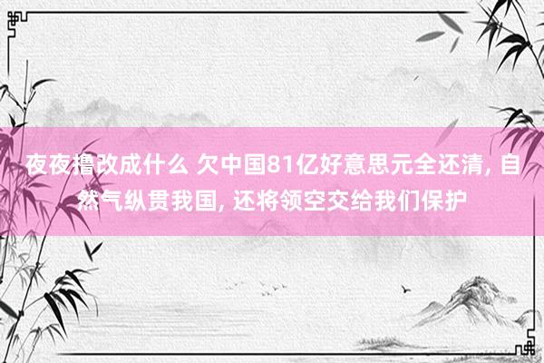 夜夜撸改成什么 欠中国81亿好意思元全还清， 自然气纵贯我国， 还将领空交给我们保护