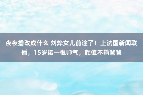 夜夜撸改成什么 刘烨女儿前途了！上法国新闻联播，15岁诺一很帅气，颜值不输爸爸